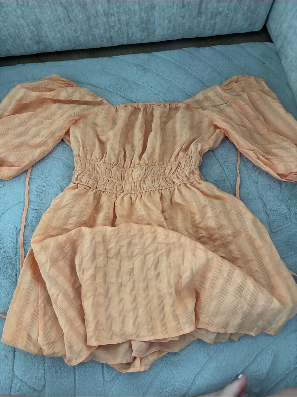 mittoshop Peach Off-Shoulder Backless Dress